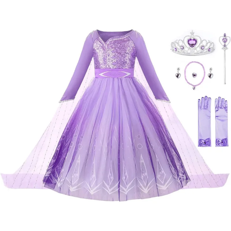Vestido de festa de neve, fantasia de princesa para meninas de 3 a 8 anos