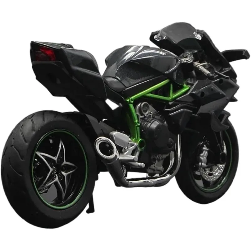 Motocicleta Kawasaki H2R Alloy Racing Green de escala 1:12 para Wo