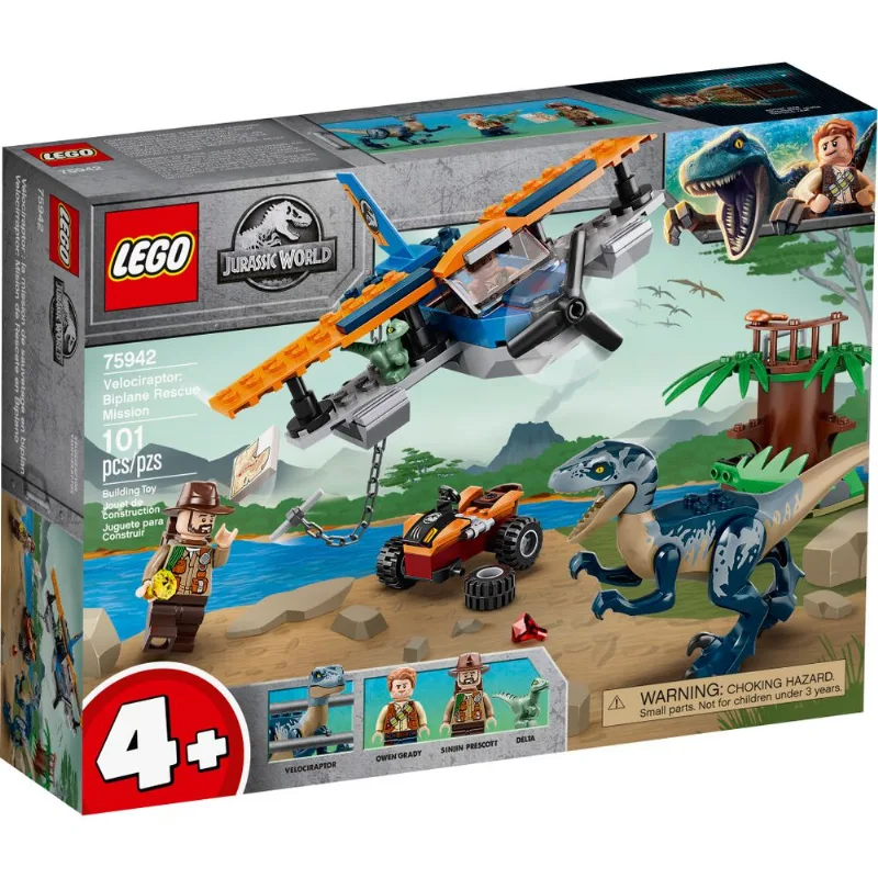 LEGO Jurassic World - Velociraptor - Missão De Resgate Com Biplano - 75942
