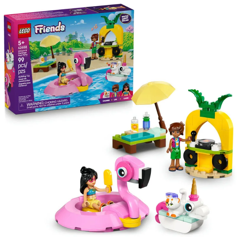 LEGO - Friends - Festa na Piscina com Unicórnio e Flamingo - 42658
