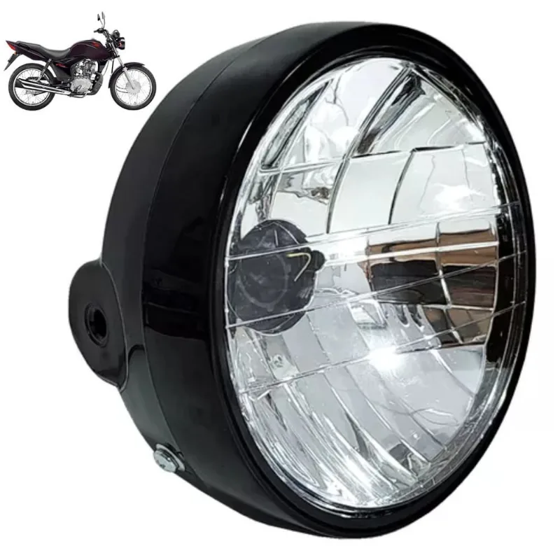 Farol Completo Da Moto Fan 125 2009 2010 2011 2012 2013 Com Aro Preto Metal
