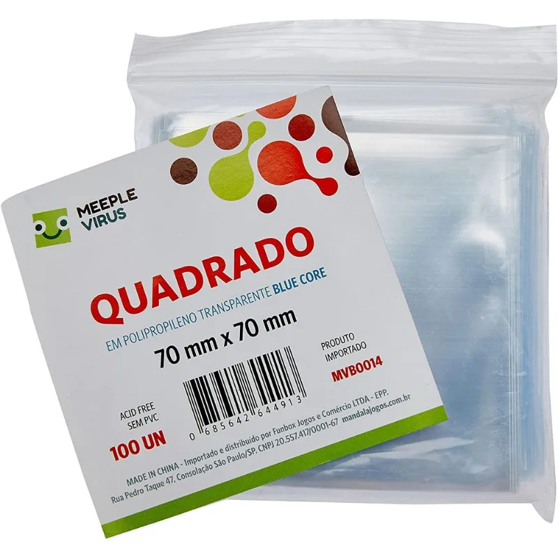 Sleeves Quadrado 70 x 70 mm Blue Core - Meeple Virus