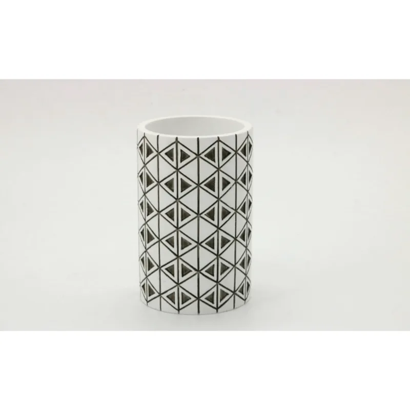 Porta escova de dentes para bancada branco Geo Black Coisas e Coisinhas