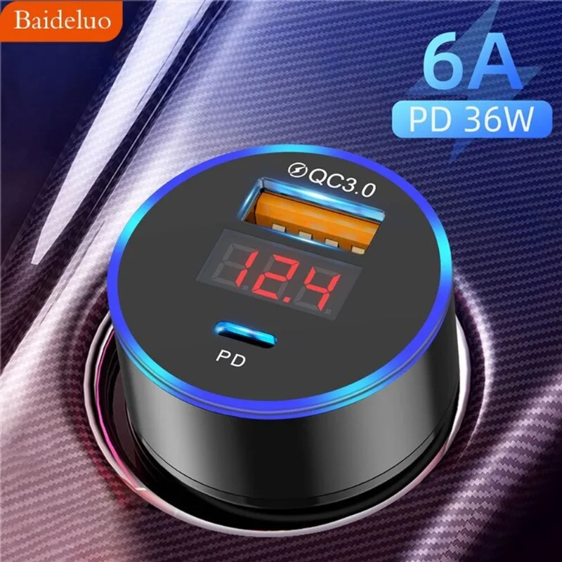 1pc Adaptador Carregador De Carro Carregamento Rápido Pd 20w Carro Carga Rápida