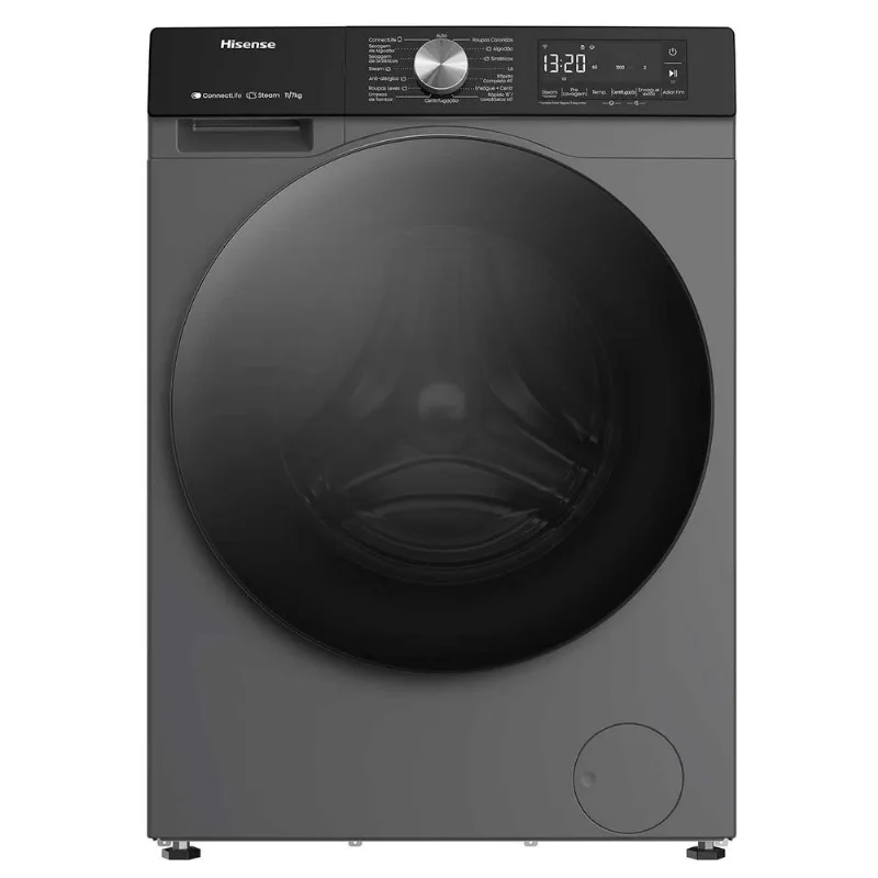Lava e Seca WD3S11 Hisense 11kg/7kg Titanium Com 13 Programas Motor Inverter e Wi-fi 220V