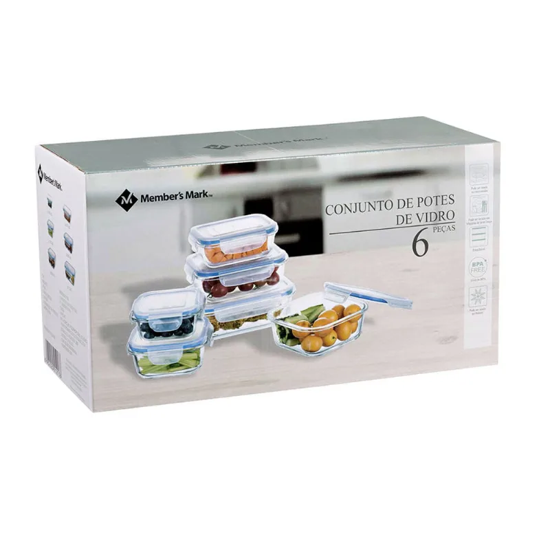 Conjunto de Potes em Vidro Member's Mark 6 Unidade