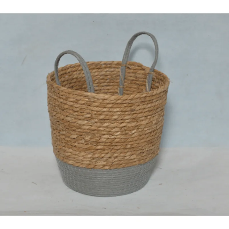 Cesta Grande c/ Alça 26x26cm Cinza Coisas Coisinhas