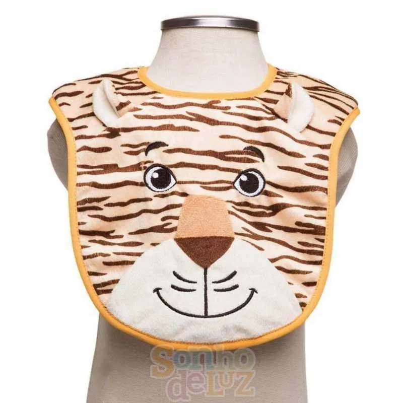 Babador De Bebê Impermeável Tigre Marrom Claro - Sonho De Luz