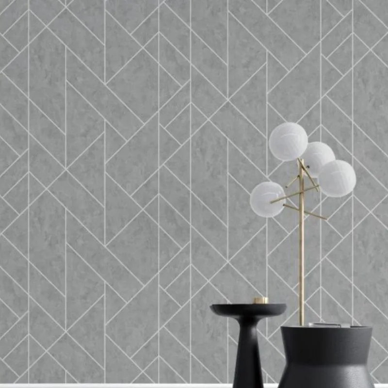 Papel De Parede Santorini Geométrico Cinza Sn82