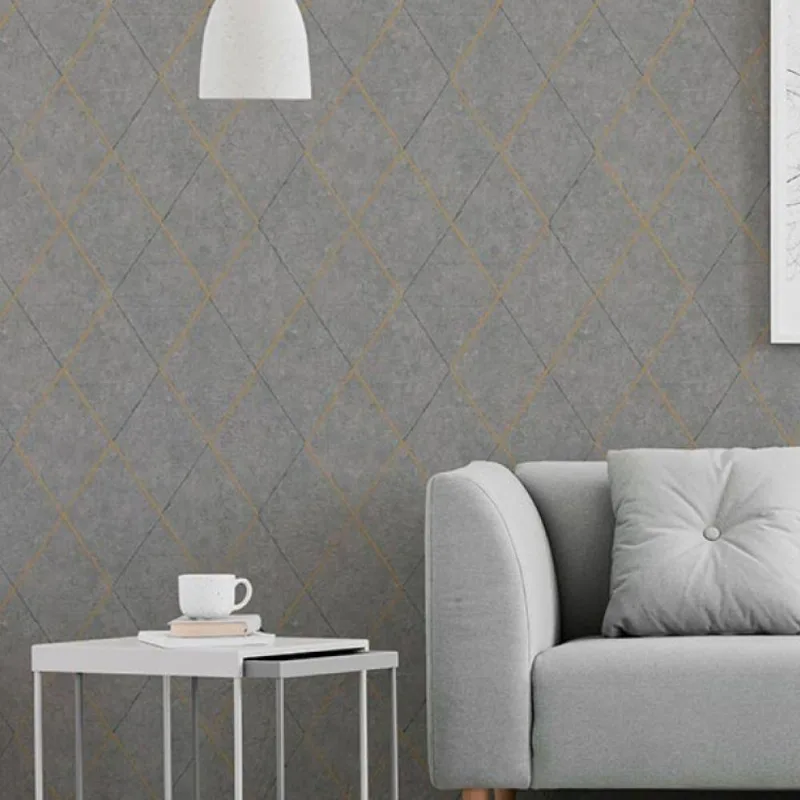 Papel De Parede Santorini Geométrico Cinza Sn134