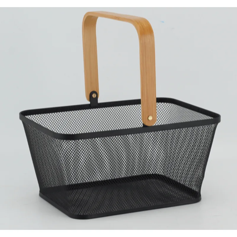 Cesta Retangular Wire Preta 30X22Cm