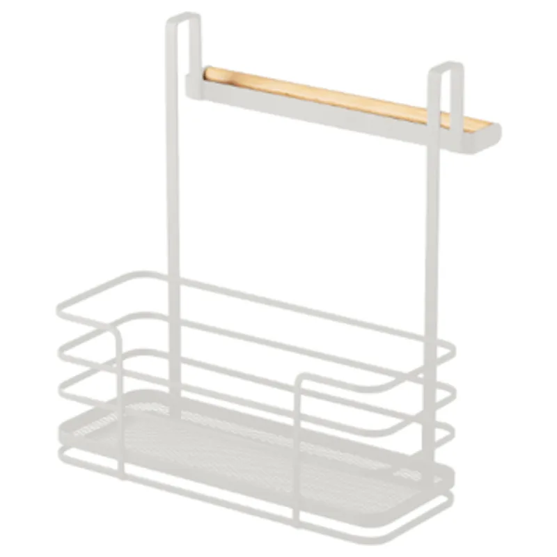 Organizador De Porta Metal Com Bambu Branco