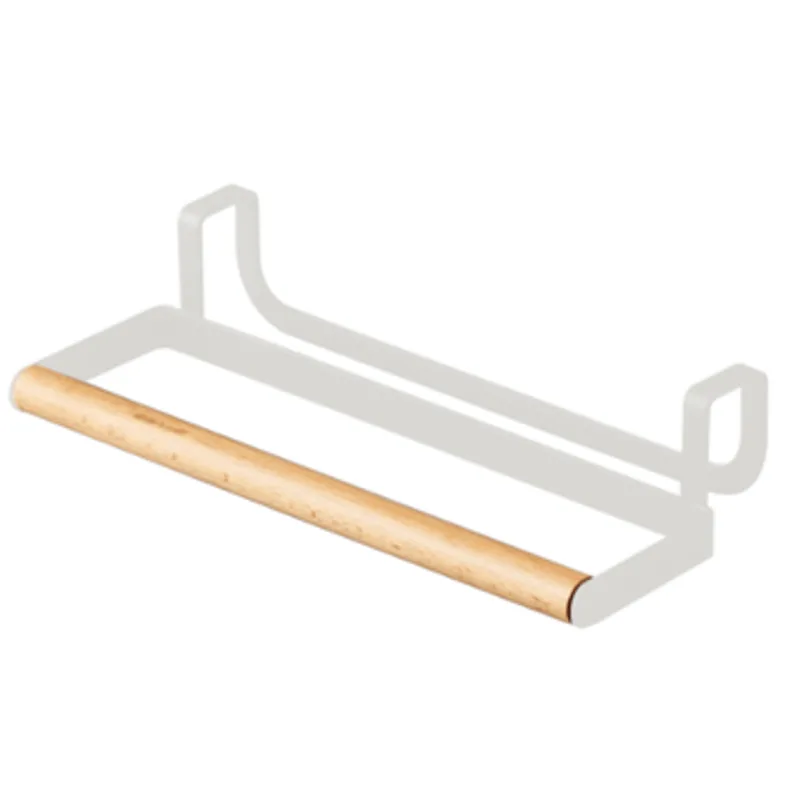 Porta Rolos Metal Com Bambu Branco