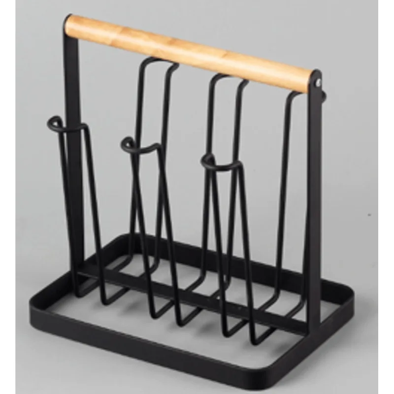 Porta Copos Metal Com Bambu Preto
