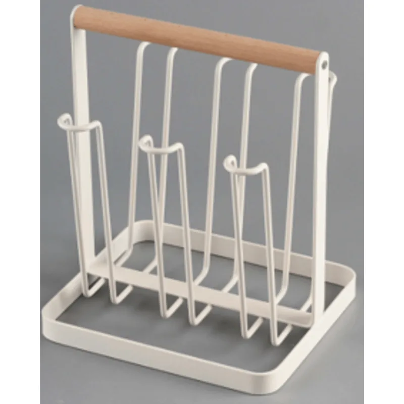 Porta Copos Metal Com Bambu Branco
