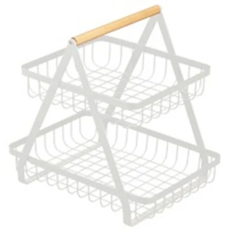 Fruteira 2 Andares Metal c/ Bambu Branco YingYou