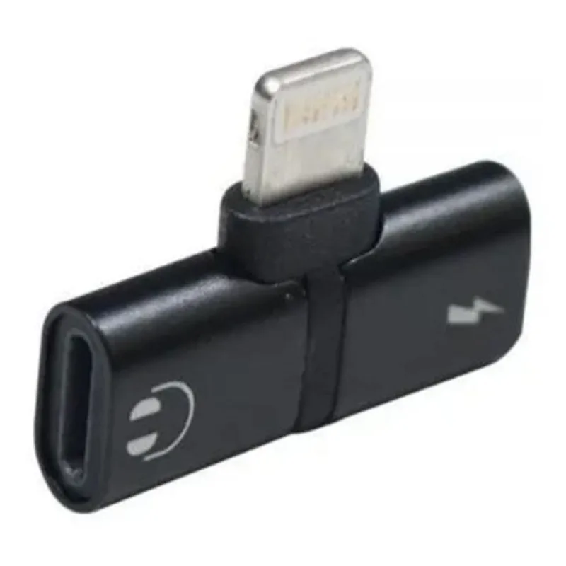 Adaptador P/Iphone Lightning Para Fone E Carregador - Preto