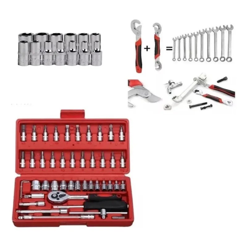 Kit Maleta Vermelha 46 Peças + Chave Magica Ajustável