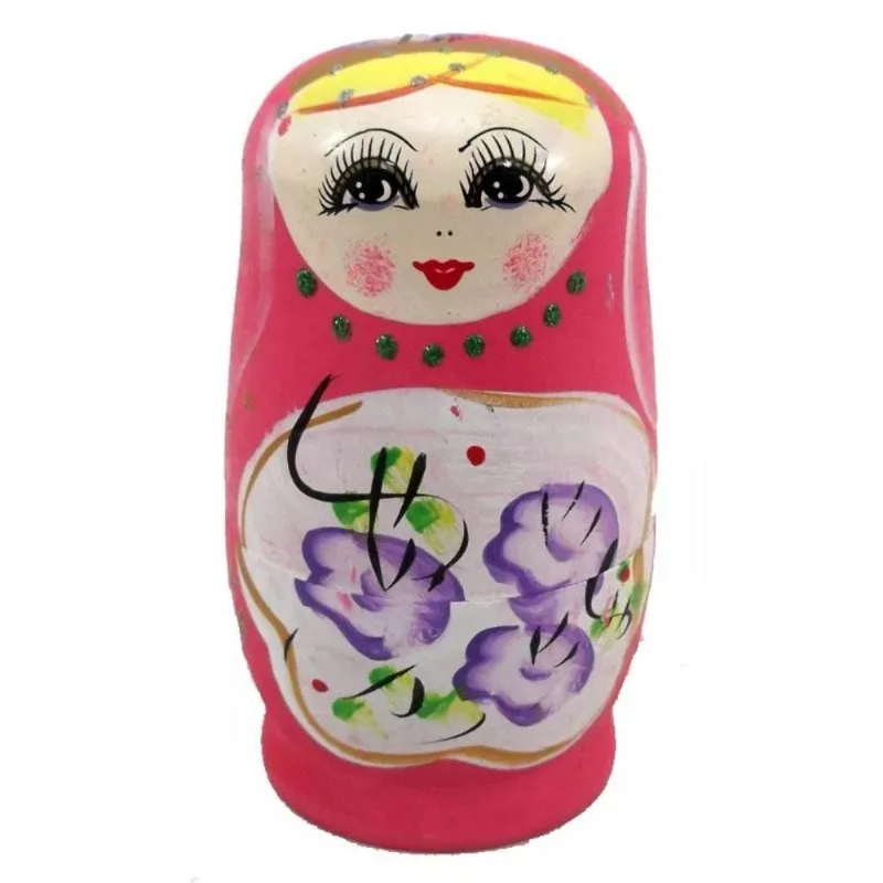 Matriosca Boneca Russa C/ 5 Bonecas 12cm Alt. Rosa