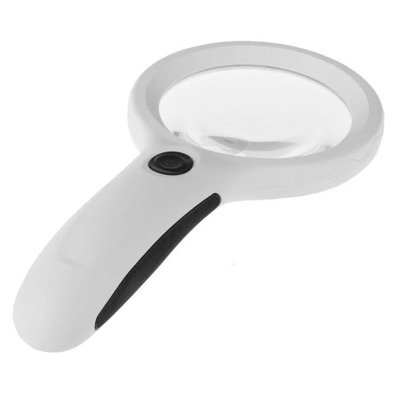 Lupa De Mão Com Ampliação 2,5X E 8X Led Uv