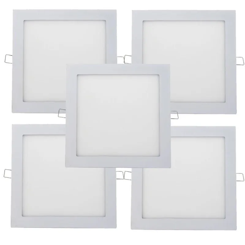 Kit 5 Plafon Painel LED de Embutir Downlight 18W 6500K Luz Fria Bivolt para Teto Interno Annly Leds