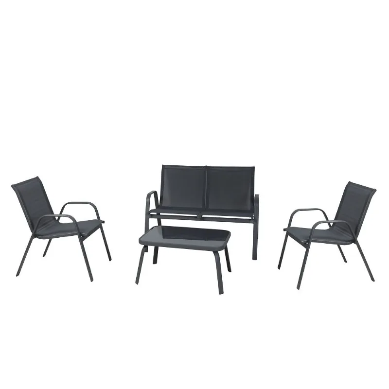 Conjunto De Cadeiras Com Mesa Retangular De Centro