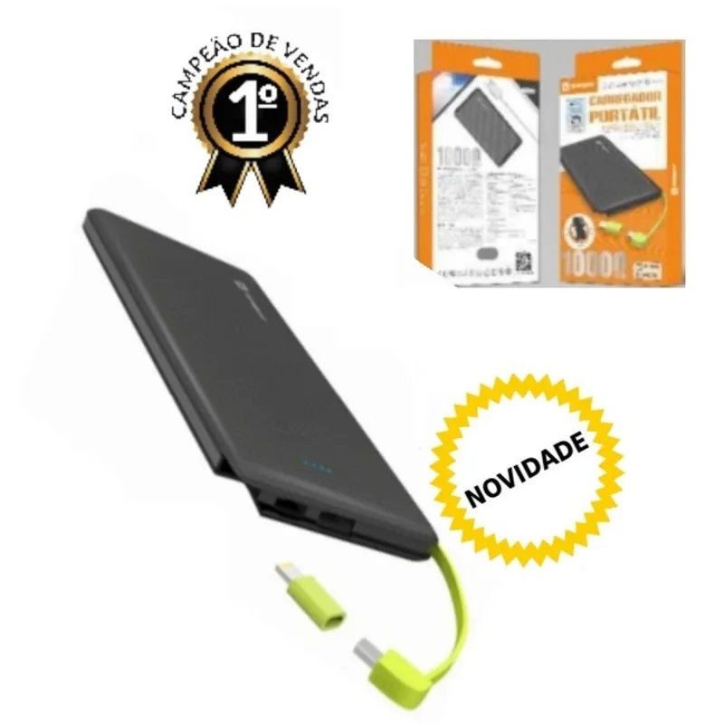 Bateria Externa Portátil Power Bank Sumexr 10000mAh Para Celular i Phone 11, 11 Pro, 11 Pro Max
