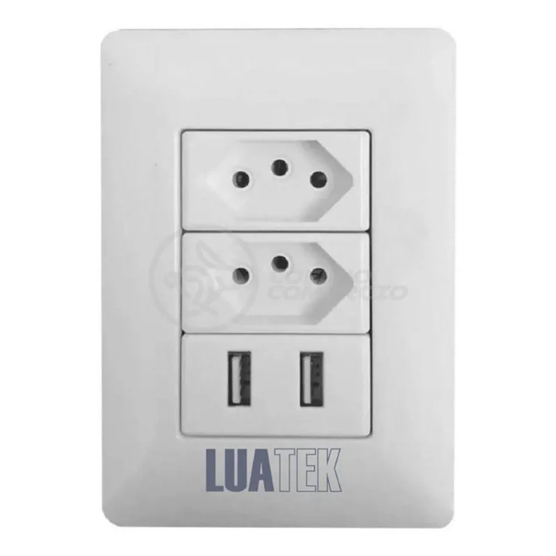 Tomada de Parede com Usb Modelo Luxo 10a Bivolt Branco Smart Bracelet
