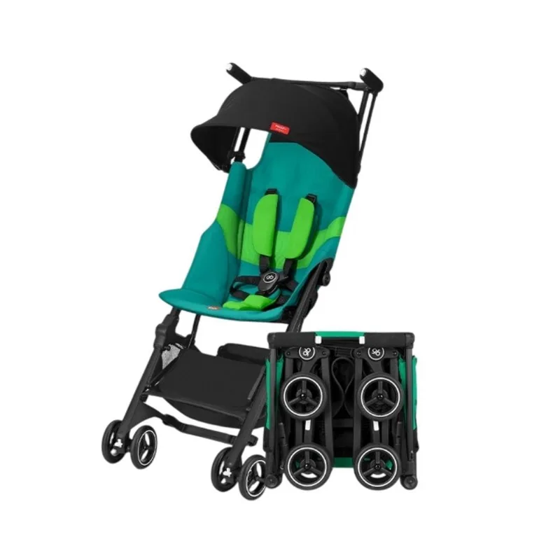 Carrinho De Passeio Para Bebê Super Compacto 3 em 1 Pockit All Terrain Laguna Blue gb - Até 22Kg - Tecnologia Alemã