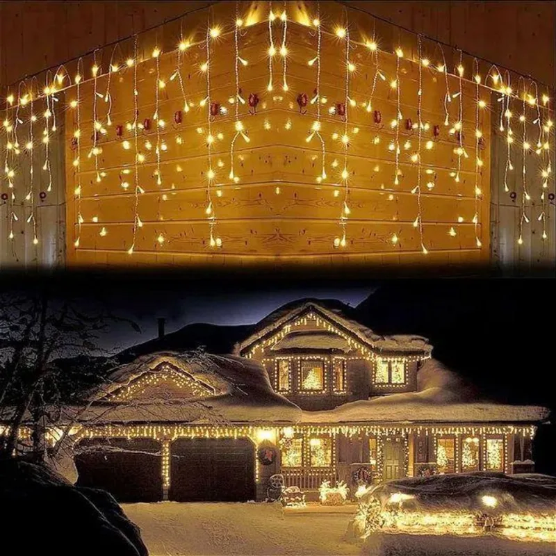 Luz Natal Cascata 300 Lâmpadas LED Warm 6m Bivolt
