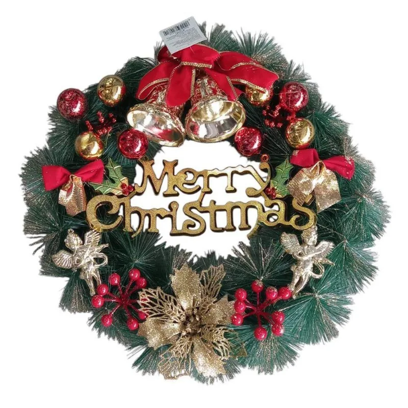 Guirlanda Merry Christmas Global E72081 Com Sino Enfeite Decorativo Nevado Branco Plástico E Metal