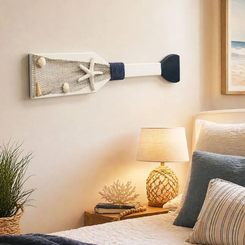 Remo Decorativo Parede Enfeite Casa De Praia Em Madeira 48cm