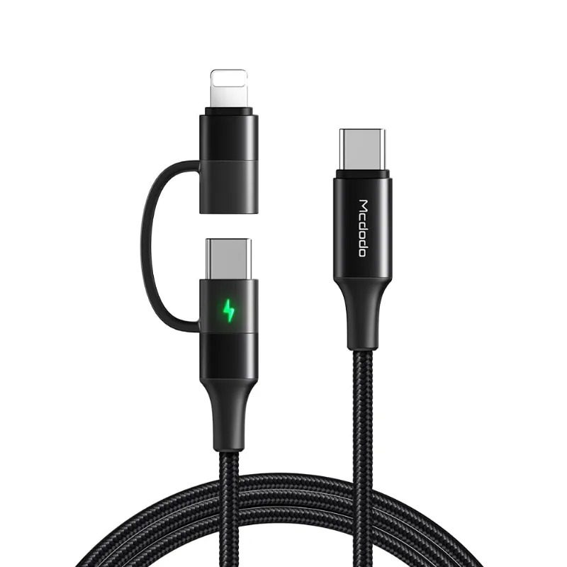 Cabo Carregador 2 Em1 Lightning E Tipo C/tipo C 60w/3a 1,2m