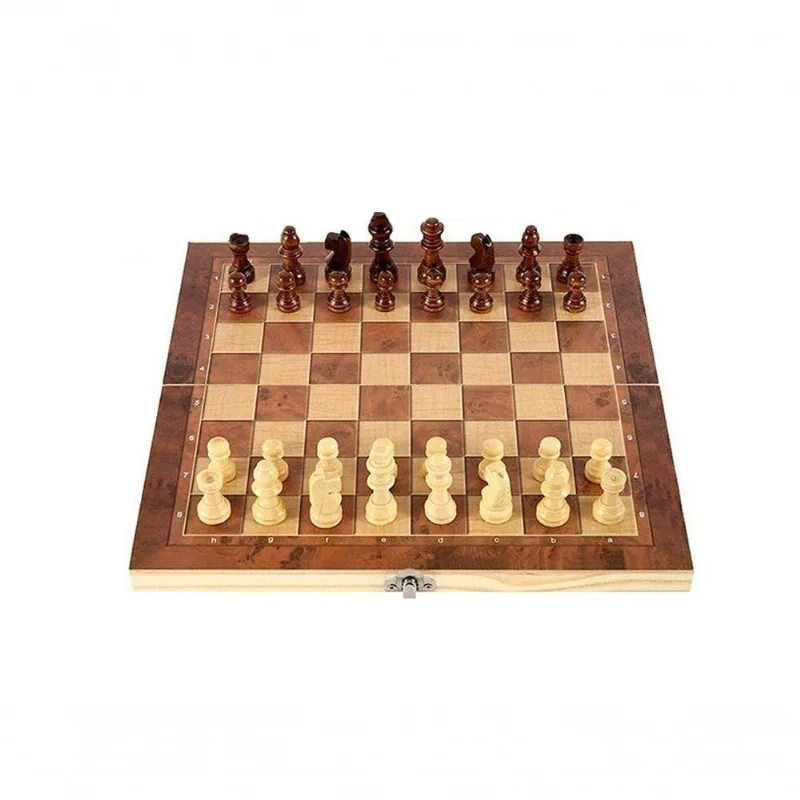 Jogo Xadrez Dama Gamao Madeira Tabuleiro 3 Em 1 29x29cm