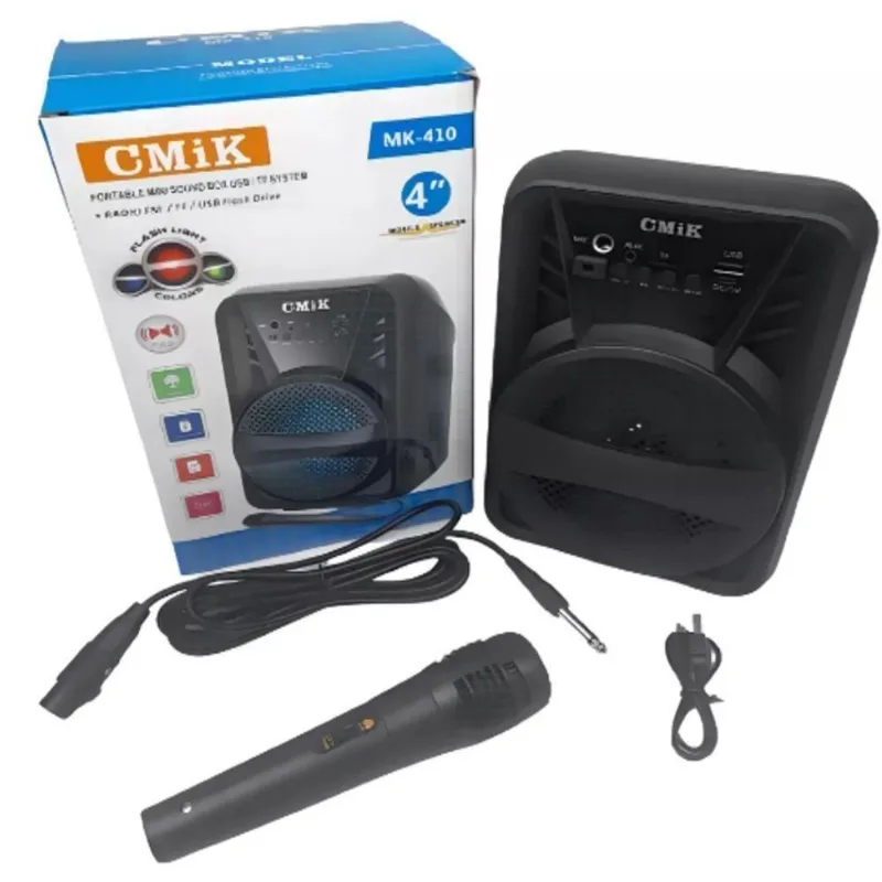 Caixa De Som Cmik Mk-410 Com Karaokê Led E Subwoofer Potência E Versatilidade Em Qualquer Lugar Bivolt