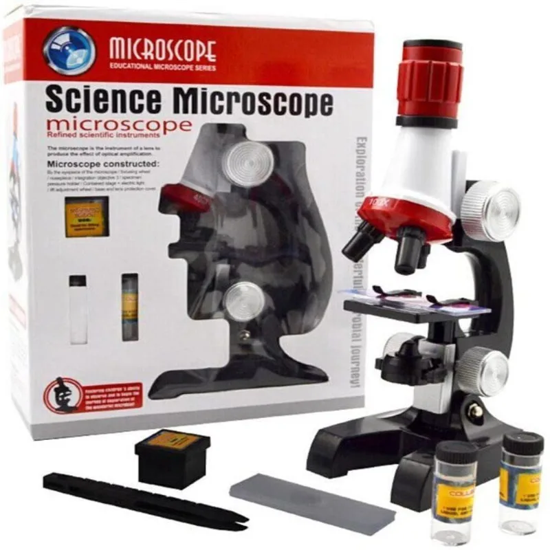 Microscopio Estudantil C2121 Aumento 100x 400x 1200x Led Educativo Laboratorio Infantil Branco