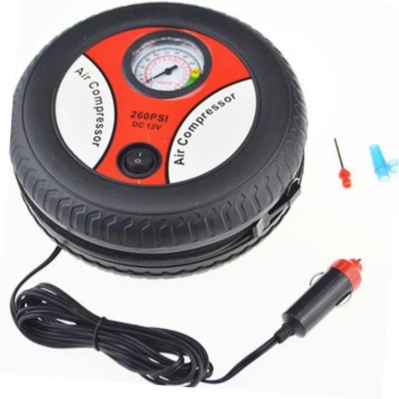 Compressor de Ar Mini 12v Portátil 260psi para Pneu Moto Carro Bike com Manômetro
