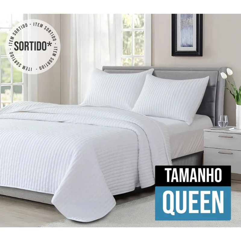 Conjunto de Colcha Queen Size Microfibra Member's Mark 3 Peças Item Sortido
