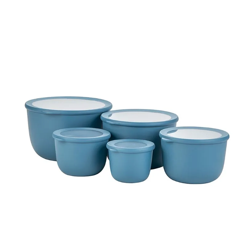 Conjunto Tigelas Com Tampa Blue Bake 5 Peças