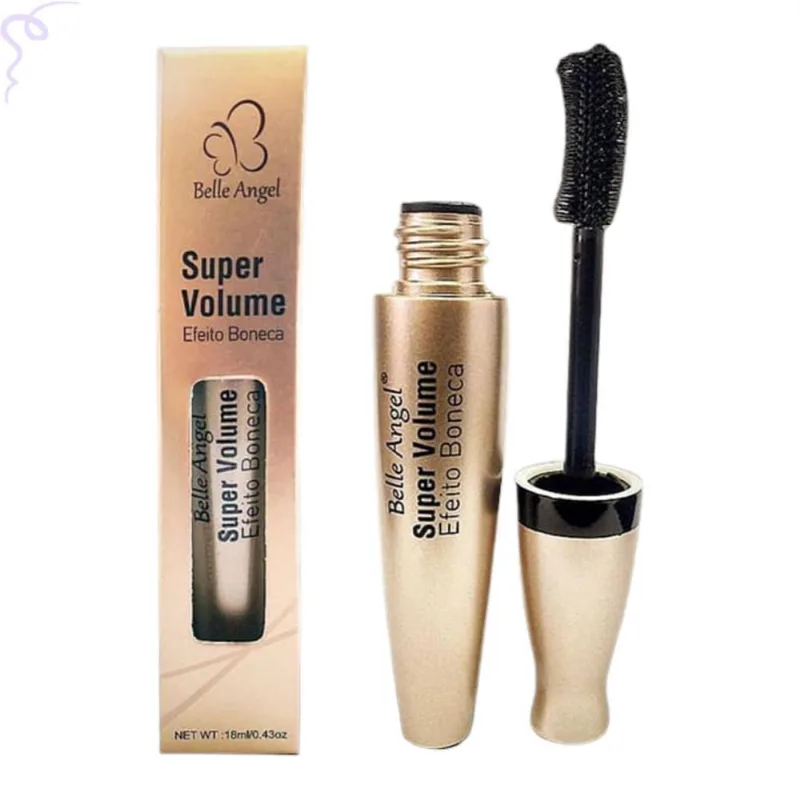Máscara de Cílios Super Volume Efeito Boneca 18ml Belle Angel Feminino Alta Fixação Rimel Máscara De Cílios Super Volume Efeito Boneca 18Ml