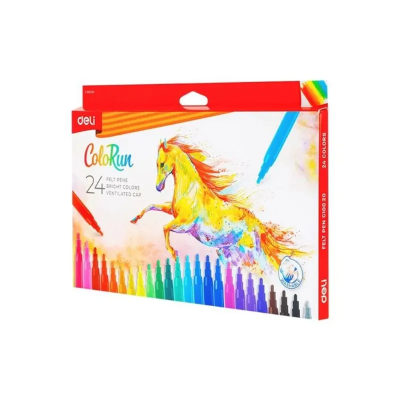 Caneta Hidrografica Deli 24 Cores Lavável 6177 (MP)