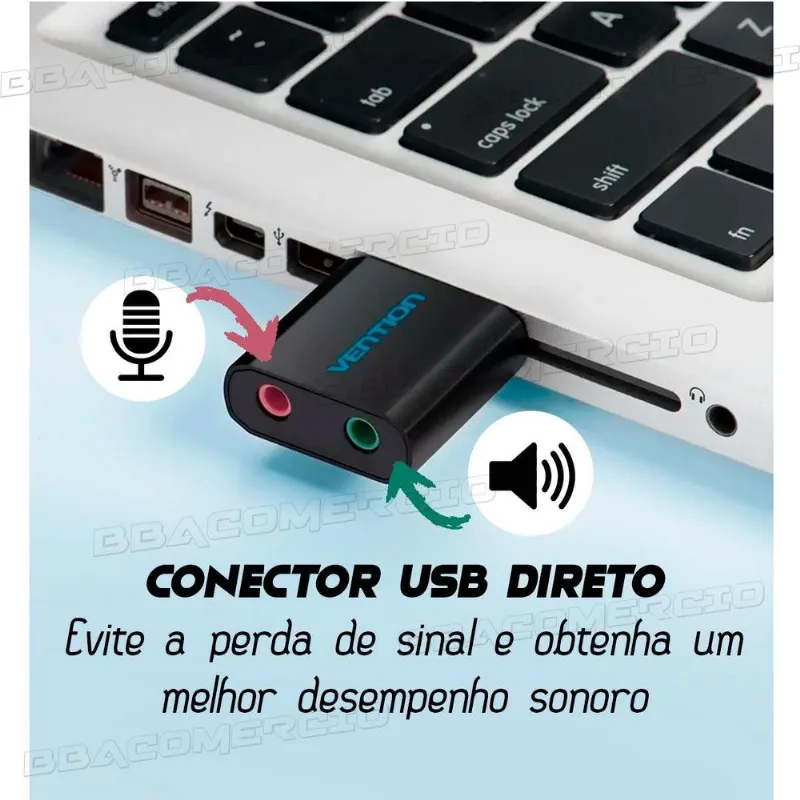 Placa Vention Som Usb - Usb X P2 - Fone E Microfone Com Nfe