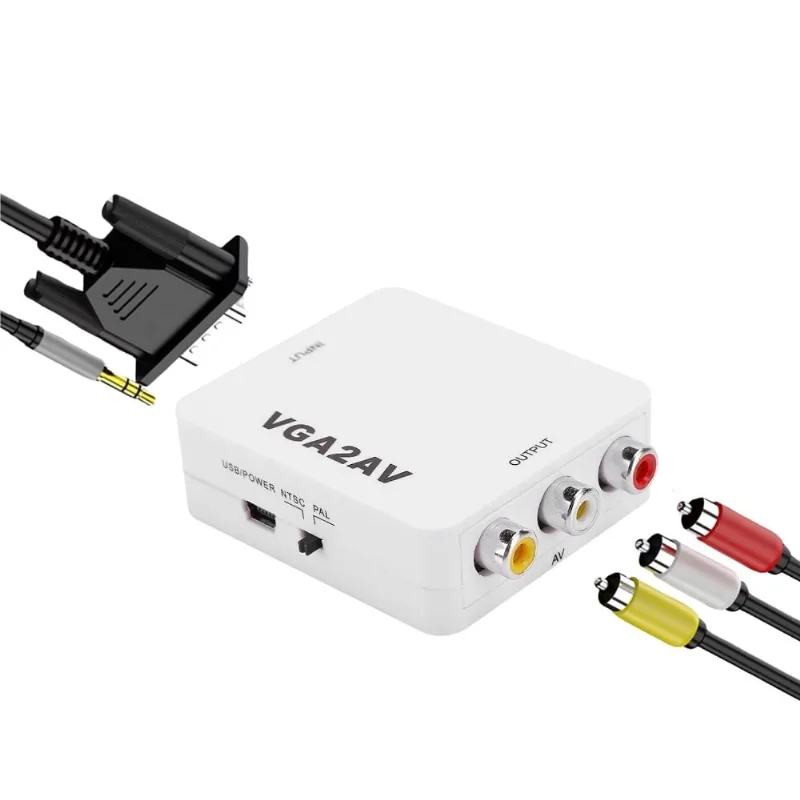 Conversor Adaptador vga para av com Entrada de Áudio