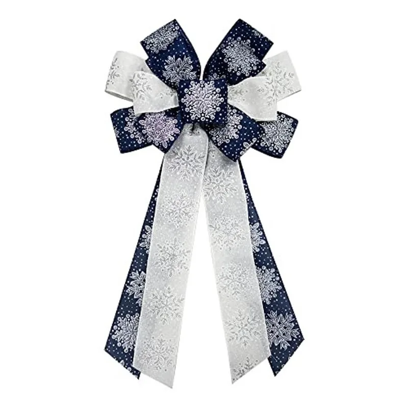 On-Airstore Grandes Arcos de Coroa de Natal, Laços de Fita Azul Marinho de Natal para Coroas de Flores - Grandes Arcos de Topper de Árvore para Natal Home Garden Decoração Interior ao Ar Livre Suprime