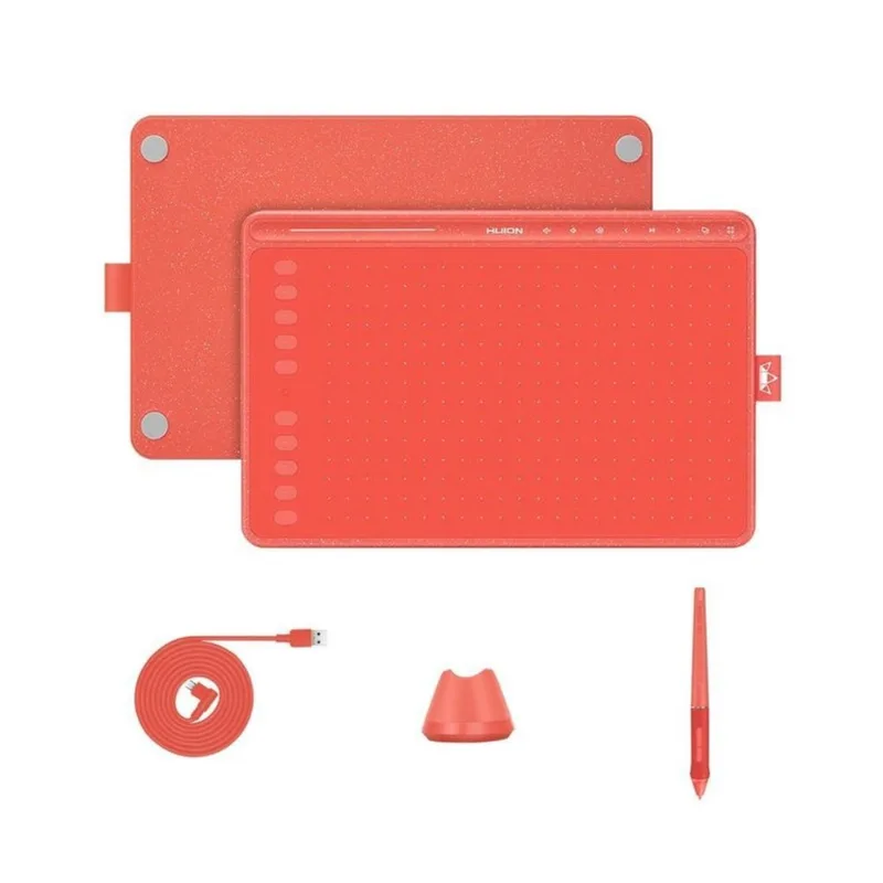 Mesa Digitalizadora Huion Hs611 Pen Tablet Vermelha