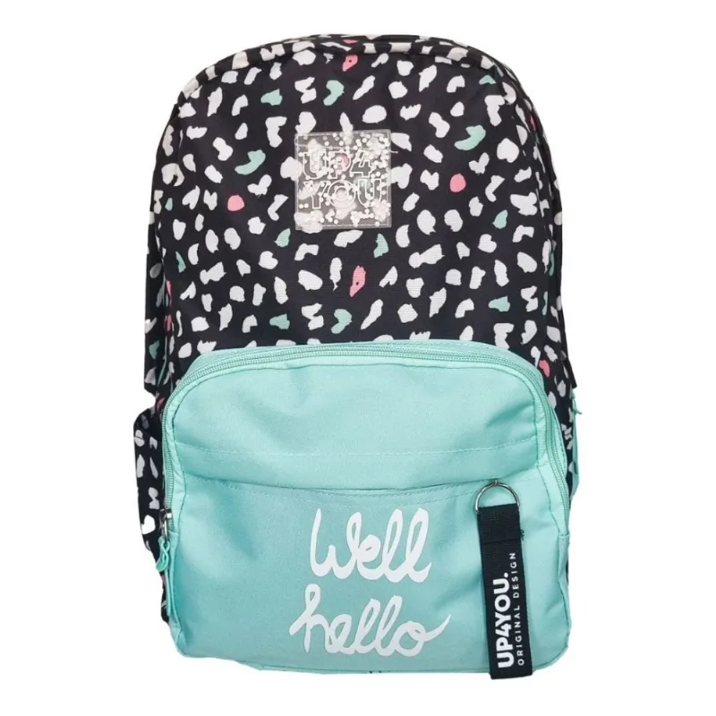 Mochila Escolar Grande Reforçada Juvenil Feminina Up4you Verde e Preta