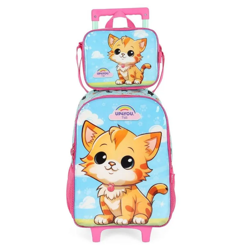 Kit Mochila Rodinha Lancheira Luxcel Up4You Pet Azul Único