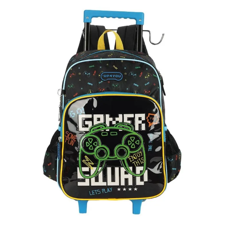 Mochila de Rodinhas Com Alça Luxcel Up4You Gamer Preto Único