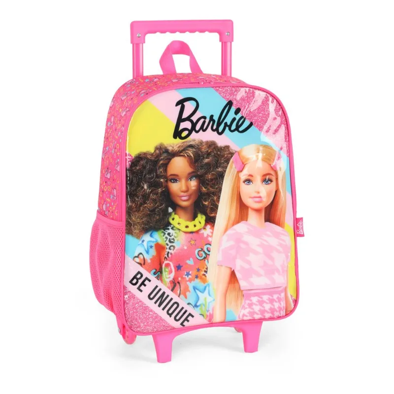 Mochila Escolar com Rodinha Barbie Be Unique Pink - Luxcel