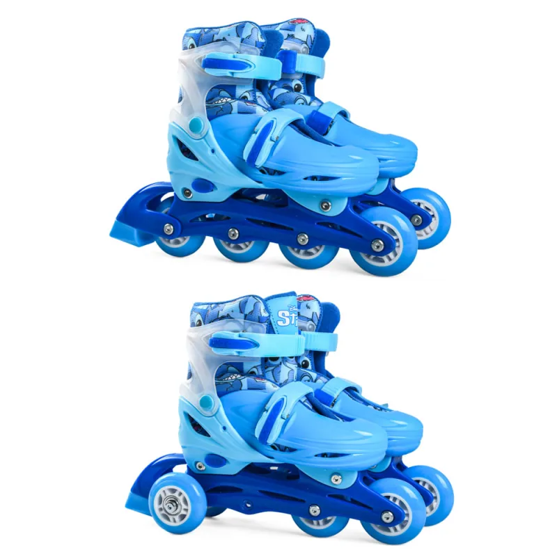 Patins Infantil 2 em 1 Brink+ Disney Stitch Ajustável 32-35 Azul - Brink+ - Brinquedos